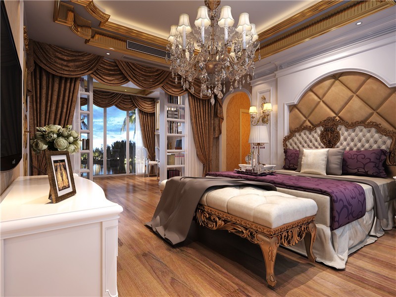 金碧辉煌的欧式风格别墅卧室装修效果图
