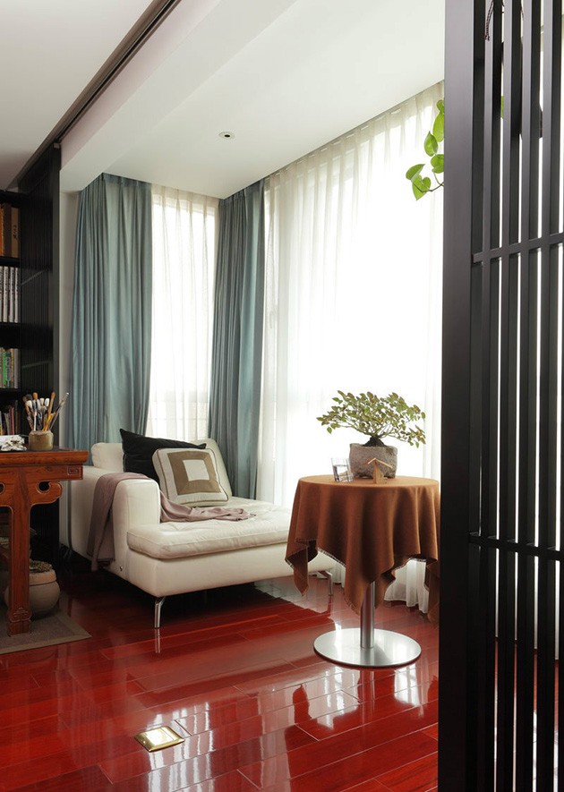 新中式风格简装70平米一居室客厅窗帘装修效果图