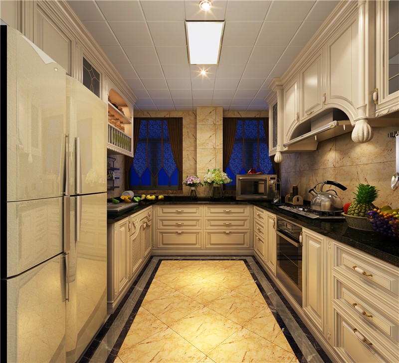 豪华富丽的欧式别墅厨房装修效果图