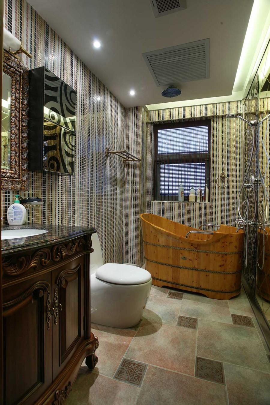 实木经典新古典风格100平米二居室卫生间浴室柜装修效果图