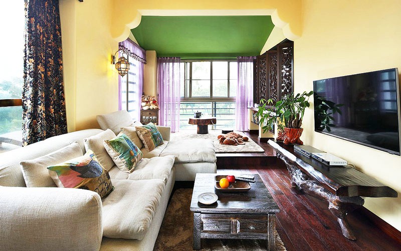 浪漫的东南亚风格公寓客厅装修效果图