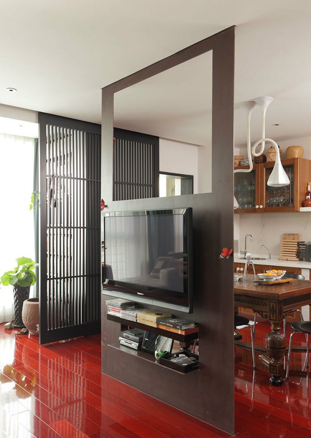 新中式风格简装70平米一居室客厅电视背景墙装修效果图
