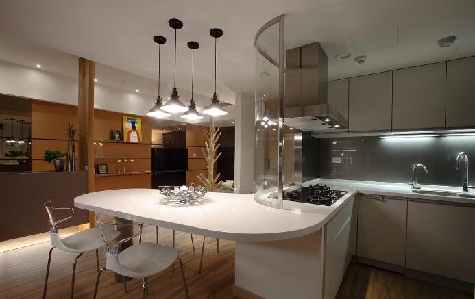 个性休闲现代简约风格50平米公寓厨房橱柜装修效果图