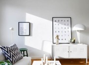 小巧清新现代简约风格60平米一居室客厅背景墙装修效果图