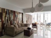 色彩斑斓现代简约风格90平米三居室客厅背景墙装修效果图