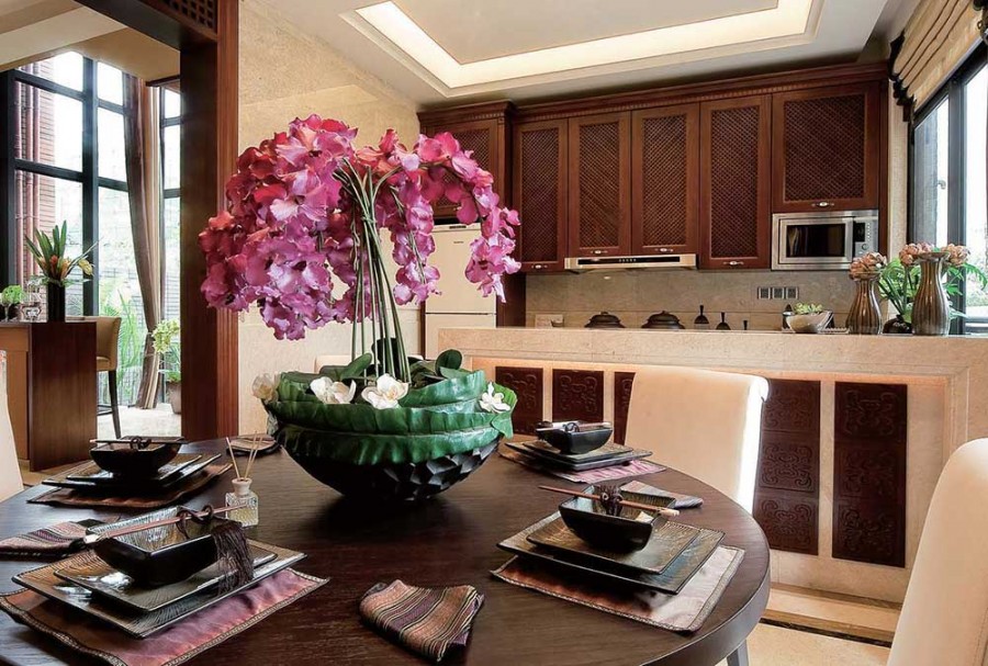 典雅褐色新古典风格120平米公寓厨房橱柜装修效果图