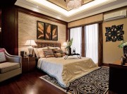 典雅褐色新古典风格120平米公寓卧室背景墙装修效果图