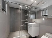 唯美现代简约风格100平米复式loft卫生间浴室柜装修效果图