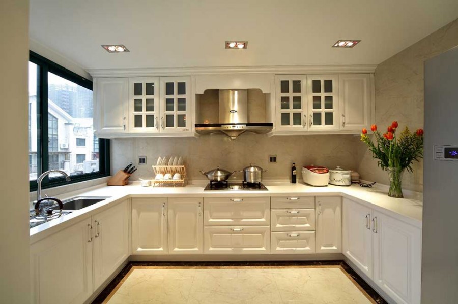 清新新古典风格150平米别墅厨房橱柜装修效果图