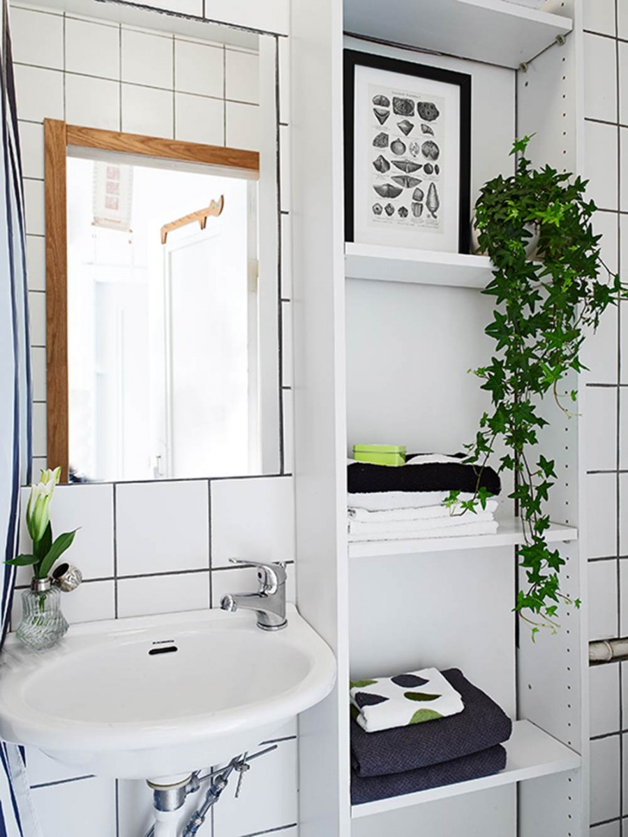 小巧清新现代简约风格60平米一居室卫生间浴室柜装修效果图