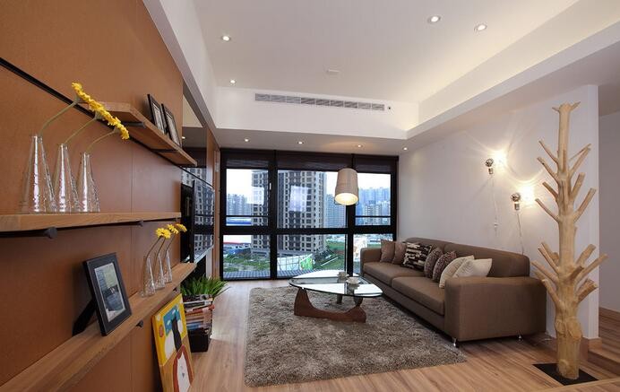 个性休闲现代简约风格50平米公寓客厅吊顶装修效果图