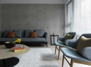 清爽现代简约风格70平米一居室客厅窗帘装修效果图