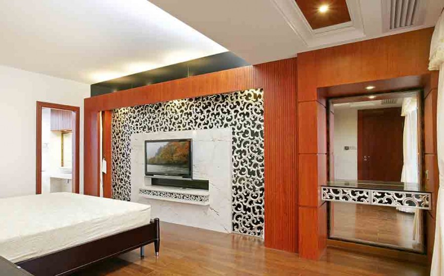 时尚新古典风格100平米公寓卧室电视背景墙装修效果图