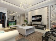 精美高贵欧式风格70平米一居室客厅电视背景墙装修效果图