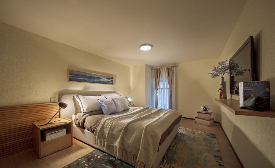 海洋欧式风格70平米公寓卧室吊顶装修效果图