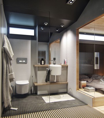 极简欧式风格40平米一居室卫生间浴室柜装修效果图