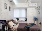 蓝白优雅欧式风格70平米小户型卧室背景墙装修效果图