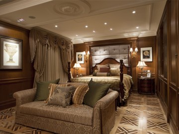 古典奢华欧式风格120平米复式loft卧室背景墙装修效果图