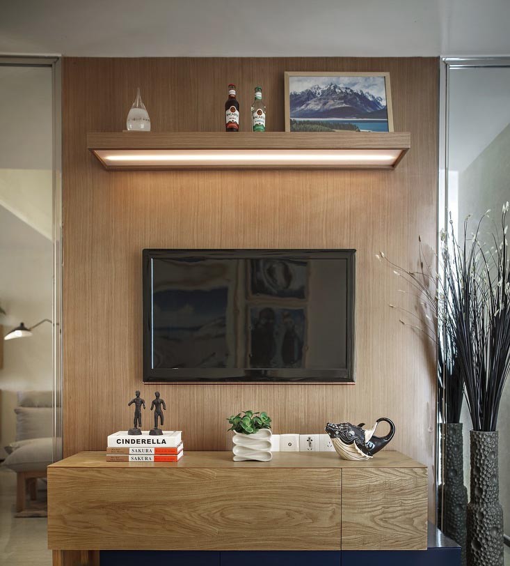 海洋欧式风格70平米公寓客厅电视背景墙装修效果图