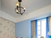 蓝色天空欧式风格80平米二居室儿童房吊顶装修效果图
